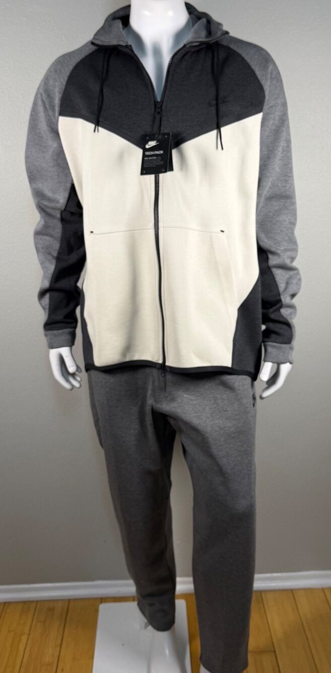 Nike Tech Fleece 2 Piece Jumpsuit Windrunner Hoodie Mens Gray Black 2XL NWT $230